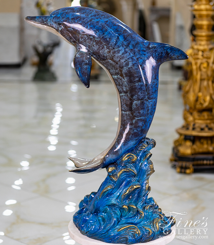 Bronze Fountains  - Single Bronze Dolphin Fountain - BF-936